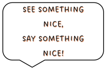 chat bubble reading "see something nice, say something nice"